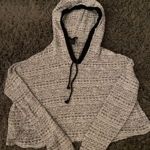 Light Grey Crop Top Sweater With Hood